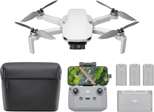 DJI Mini 4K Fly More Combo, Drohne mit 4k UHD Kamera für Erwachsene, unter 249 g, 3-Achsen Gimbal Stabilisierung, 10 km Videoübertragung, autom. Rückkehr