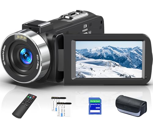 Delmodes Videokamera 8K 64MP Camcorder 18X Digitalzoom IR Nachtsicht Vlogging Kamera, 3,0 Zoll UHD Touchscreen WiFi Videokamera für YouTube mit SD-Karte, 2,4G Fernbedienung und 2 Batterien