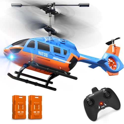 VATOS RC-Helikopter für Kinder, 2,4-G Ferngesteuerter Hubschrauber mit LED-Licht, Höhenhaltung, EIN-Tasten-Start, 3,5-Kanal Rettungs Flugzeug für den Innenbereich Spielzeug für Kinder/Anfänger ab 10+