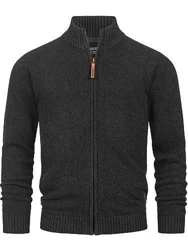 Indicode Herren INLut Strickjacke mit Stehkragen und Reißverschluss | Cardigan Feinstrickjacke für Männer Raven, M