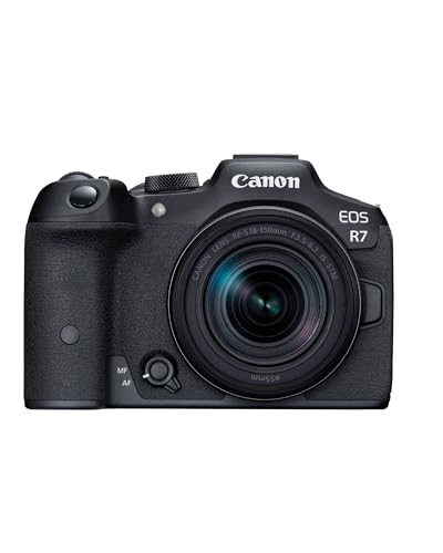 Canon EOS R7 Systemkamera mit RF-S 18–150mm Objektiv – 32,5 MP APS-C CMOS-Sensor – Dual Pixel CMOS AF II, integrierte Bildkombination, UVC/UAC-kompatibel - Perfekt, um Naturmomente einzufangen