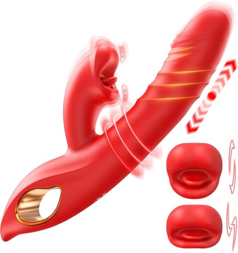 Dildo Vibrator Sex Spielzeug für die Frau, G Punkt Vibration für Frauen mit 10 Vibrations & 5 Lutschen & Stoßenmodi 4 in 1 Vibratorensets für Frauen Klitoris Stimulator, Sex Toys für Damen Paare