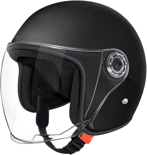Jethelm Mit Visier, Mopedhelm Motorradhelm Scooter Helm Atmungsaktiv Mopedhelm Für Herren Damen Skateboard Helm Reithelme Motorradhelm Mit Offenem Gesicht Sonnenschutzhelme (Schwarz)