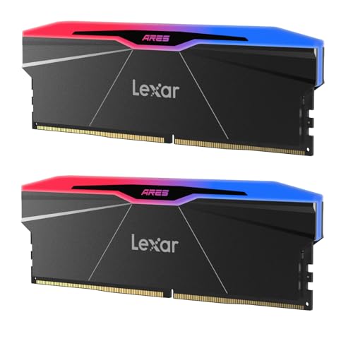 Lexar RGB DDR5 RAM 64GB Kit (2x32GB) 6000MHz CL30, 288-Pin UDIMM Desktop Desktop Speicher/PC Gaming Computerspeicher, Interne Arbeitsspeicher für Intel XMP 3.0/AMD EXPO/CL30-38-38-76/1,4V
