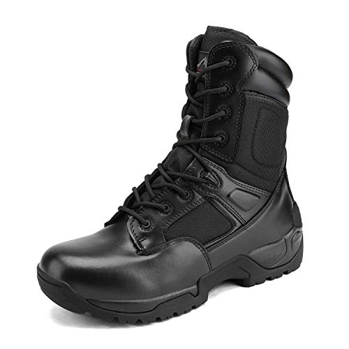 NORTIV 8 Herren Militärstiefel Einsatzstiefel mit Reißverschluss Taktische Boot Security Stiefel Kampfstiefel Springerstiefel Armee Outdoor Trekking Schuhe,Size 43.5,Schwarz,RESPONSE