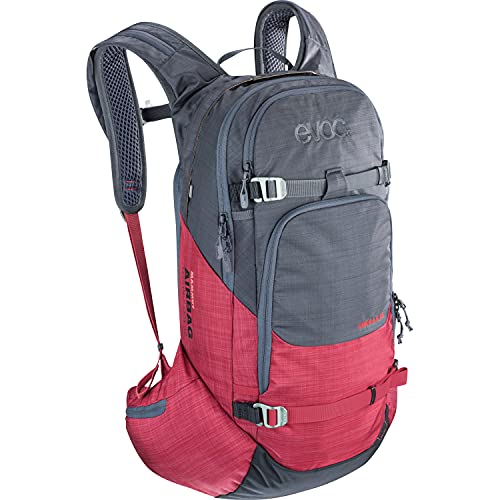EVOC LINE R.A.S. 20 Lawinen-Airbag-kompatibler-Rucksack, Backcountry-Rucksack (BODY HUGGING, Hüftflügel mit Reißverschlusstaschen, Lawinenfach, MAMMUT AIRBAG TECHNOLOGIE), Karbongrau/Rubinrot meliert