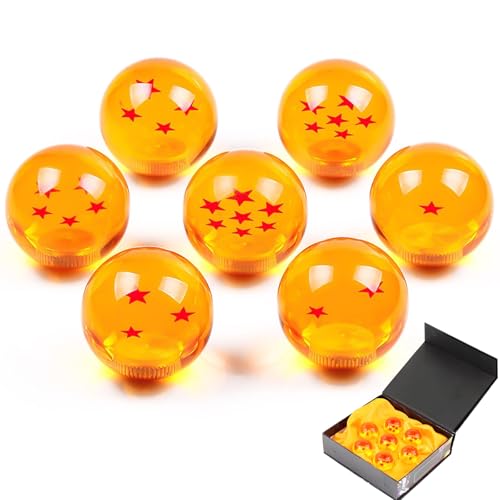 7 Stück Dragon Balls, 1 bis 7 Sterne, 4.3cm im Durchmesser, Geschenk-Box-Set, für Cosplay-Party, Halloween, Weihnachten, Urlaub und Geburtstag, für Heimdekoration, Sammler oder als Geschenk für Kinder