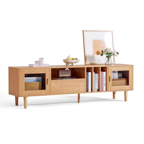 LINSY HOME TV Schrank, TV Lowboard mit 2 Türen und 1 Schubladen, Fernsehtisch mit Einlegeboden, Fernsehschrank für TVs bis 70 Zoll, 175 x 40 x 52 cm