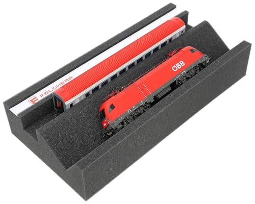 Feldherr Premium Lokliege für Modellbahnen - Magnetstreifen, Wartungsschacht, PU-Schaum, 360x175x70 mm - Ideal für Spur H0