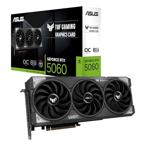 ASUS TUF Gaming GeForce RTX 5060 OC Edition 8GB GDDR7 Gaming Grafikkarte (Nvidia GeForce RTX5060 DLSS 4, 3,125-Slot Design, PCIe 5.0, 3X DisplayPort 2.1b, 1x HDMI 2.1b, TUF-RTX5060-O8G-GAMING)