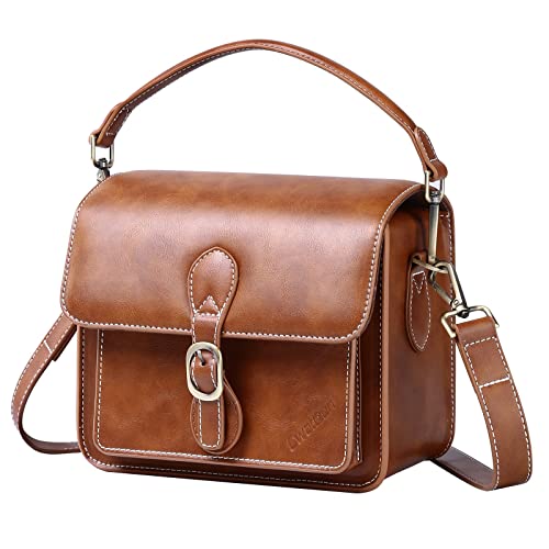 Cwatcun Kameratasche Kamera Umhängetasche Kompaktkamera Tasche Wasserdicht Retro Kompatibel für Canon Nikon Sony SLR/DSLR Spiegellose Kamera und Objektiv Braun, Klein