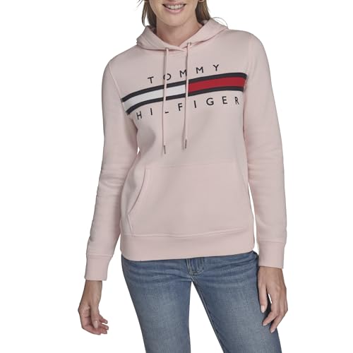 Tommy Hilfiger Damen Fleece Soft Pullover Hoodie Sweater Sweatshirt, Rosa Ballerina, 38