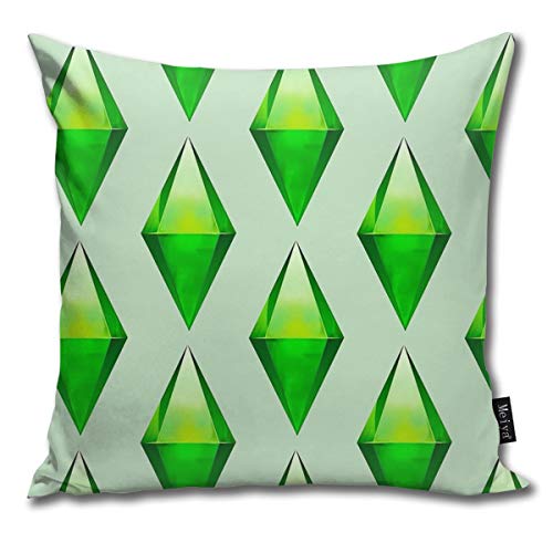 Cocoal-ltd Die Sims Plumbob Dekokissenbezug, 45 x 45 cm, Grün, Buchstabenmuster, Heimdekoration, Geschenk, Sofa- und Stuhlkissen, Auto-Innendekoration, Balkondekoration, Pavillon-Dekoration