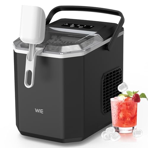 WIE Eiswürfelmaschine Kleine Eiswürfelbereiter mit Schaufel 1,3 Liter Wassertank 9 Würfel in 6 Minuten Eiswürfelmaschinen Selbstreinigende Ice Maker Leiser für Küche Büro Bar Party