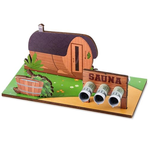 Namalu Geldgeschenk Verpackung Wellness Sauna Spa 3d Holz Wellness Gutschein Verpacken Wellnessurlaub Gutscheinkarte Geschenkideen Geldkarte für Geburtstag Hochzeit Vatertag und Valentinstag(Sauna)