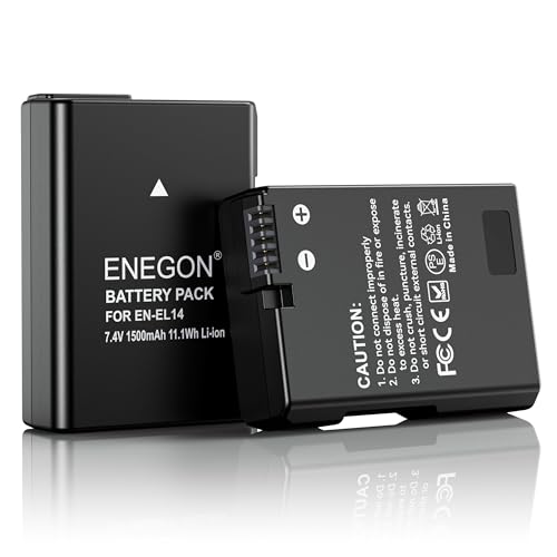 ENEGON EN-EL14 Wiederaufladbare Li-Ion Akku für Nikon en-el14/el14a und DSLR D3100, D3200, D3300, D3400, D3500, D5100, D5200, D5300, D5500, D5600, DF, Coolpix P7000, P7100, P7700, P7800 Digitalkamera