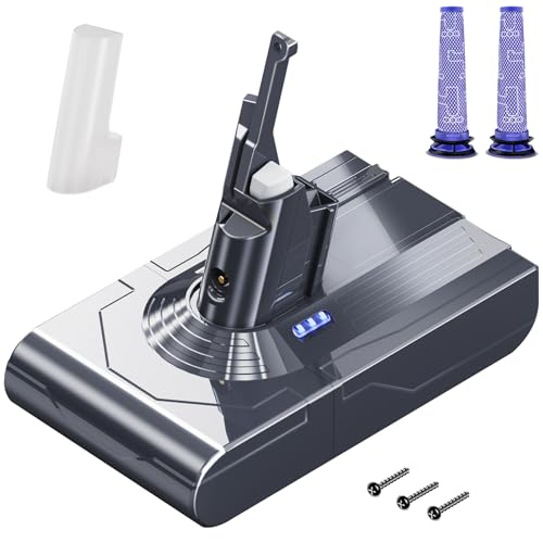 V8 Akku 8000mAh, Morpilot Ersatzakku für Dyson Absolute Animal Motorhead Exclusive Staubsauger Fluffy mit 2 Filtern