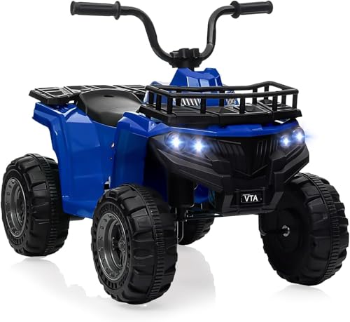 Garvee Kinder Quad Elektro 12V, Kinderquad Kinderfahrzeug Mit Musik, Hupe Und LED Scheinwerfer Elektroauto Mit 4 rutschfeste Räder & Langsamer Start Für Kinder Ab 2-5 Jahren, Blau