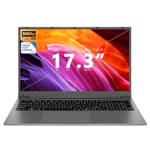 SGIN 17.3 Zoll Laptop 4GB RAM 128GB SSD ROM Notebook, Core I3, FHD IPS, 2 x USB 3.2, Bluetooth 4.2, Dual Band WiFi, Expandable Memory 512GB TF 7000mAh