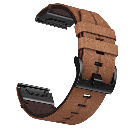Fenix 7 Leder Armband, 22mm Uhr Ersatzarmband für Fenix 8 47 mm, Fenix 7 Solar, Fenix 7 Sapphire Solar, Fenix 6 /pro/Sapphire, Fenix 5 /plus, Forerunner 935/945/955, Approach S60, Quatix 5/6/7