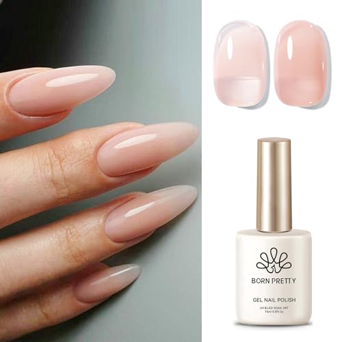 Born Pretty UV Nagellack Jelly Nude 15ml - Gel Nagellack UV Transluzent Skin Stone Natural LED Soak off Manicure Gel Lacquer Varnish Jelly Milky 05