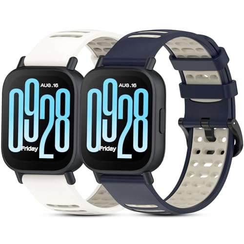 SenMore 2 Stück Armband Kompatibel mit Redmi Watch 5 Active/5 Lite/Xiaomi Mi Watch/S1 Active/S1 Pro/S1/S2/S3/S4/2/2 Pro, 22mm Sport Weiches Silikon Ersatzband, Mitternachtsblau + Sternenlicht, Weiß +