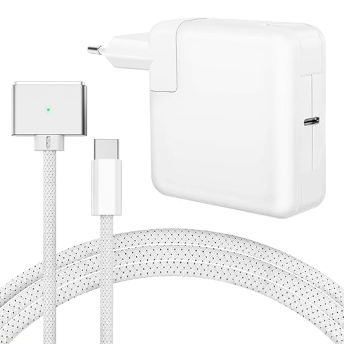 Mac Book Air Pro Ladekabel - 96 W M4 M3 M2 M1 Ersatz Ladegerät mit 2,3M USB‑C auf T-Tip Geflochtenes Kabel für MacBook Air 13/15 Zoll, MacBook Pro 14/16 Zoll 2021~2025