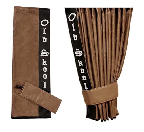 LKW Gardinen passend für Man TGX, TGS ab 2020, braun mit schwarzer Kante aus Kunstleder Old Skool