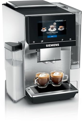 SIEMENS, Kaffeevollautomat, EQ700, iSelect-Display, coffeeWorld, Cold Brew, Slow Brew, Milchbehälter, Adapter für Milchziegel, Home Connect, Edelstahl, Weiß, TQ715R03 Integral