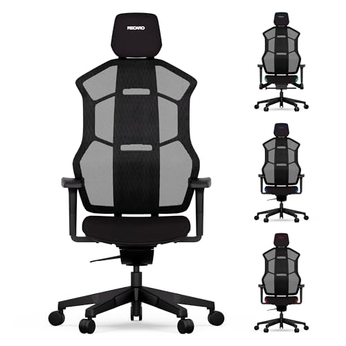 RECARO AER Essential – Ergonomischer Gaming Chair | Premium-Polsterschaum | ideal auch als Bürostuhl oder Schreibtischstuhl | individuell einstellbar | 150 Kg – Midnight Black