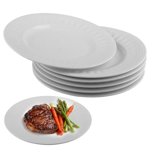 imposyu Teller Set 6 Personen Essteller Weiß Speiseteller Porzellan Kuchenteller Durchmesser 20,7cm Kleine Plates Dessertteller für Frühstück, Mittag, Kaffee, Abendbrot