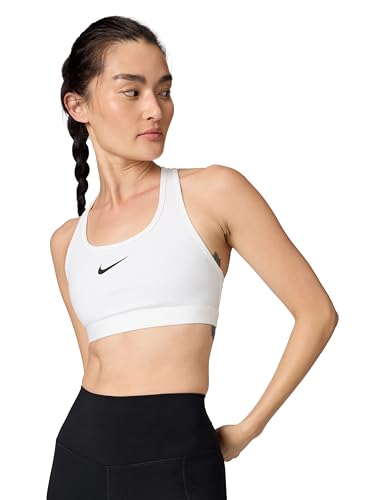Nike DX6821-100 W NK SWSH MED SPT Bra Sports Bra Damen White/Stone Mauve/Black Größe M