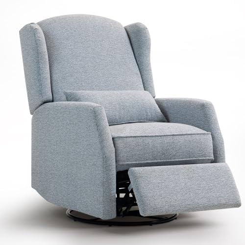 Consofa Relaxsessel mit Liegefunktion, 360°Drehbarer Fernsehsessel Wohnzimmer, Schaukelstuhl mit gepolsterte Lordosenstütze, TV Sessel Wippfunktion, Manuell Verstellbar(Grau) Grau