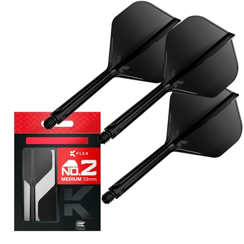 Target Darts K Flex Integrierter Dart-Flug und -Schaft, Nr. 2 Schwarz (Mittel) | 3er-Pack K-Flex – Nr. 2, Präzisionsgeformte 2-in-1-Dart-Flüge und -Dart-Schäfte | Professionelles Dart-Zubehör