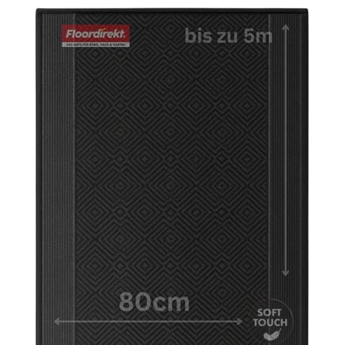 KARAT Premium Teppichläufer mit Muster - 80 x 150 cm, Anthrazit - Modernes Rauten-Design - Teppich - Läufer für Küche, Flur & Wohnraum - Flurläufer Küchenläufer Flurteppich (Olymp)