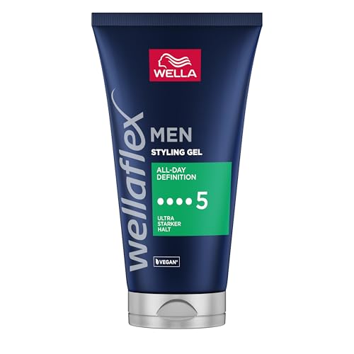 Wellaflex Men All-Day Definition Gel | Ultra starker Halt Styling Haargel | Veganes Haargel | Dermatologisch getestet & frei von Silikonen | 150ml