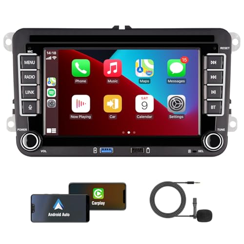 KTTCORLP Linux Autoradio Mit Bildschirm für Golf 5 6 VW Polo 6R T5 Passat Touran Seat mit Navi FM/AM, WLAN, Apple Carplay, Android Auto, Lenkrad Strg, DAB AutoTouch Display 7 Zoll