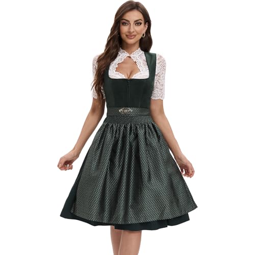 Goxozzy Dirndl Damen, Dirndl für Damen, Klassische und Elegante Tracht für Feste wie das Oktoberfest (DE/NL/SE/PL, Numerisch, 40, Regular, Regular, Grün)
