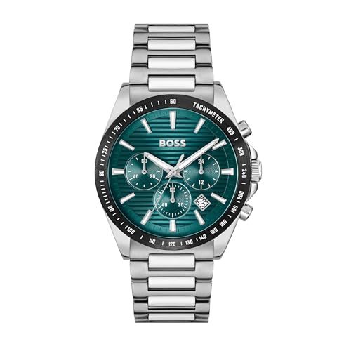 BOSS Chronograph Quarz Uhr für Herren Kollektion Strike Chrono mit Silbernes Edelstahlarmband - 1514241