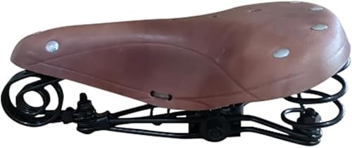 Heimvita Fahrrad Sattel Gefedert Leder Federsattel Fahrradsattel Ergonomischer Cityradsattel Retro Fahrradsitz mit Schwarz Federgestell für Herren Damen (Kaffee)