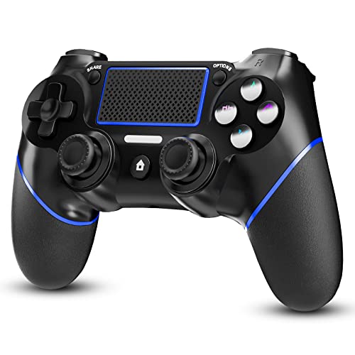 CHEREEKI Wireless Controller für PS-4 Gamepad mit Turbo Doppelter Vibration 6 Achsen Gyro Sensor 600 mAh Akku Touchpad 3.5mm Audio Jack Schwarz