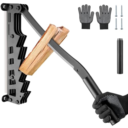 Donken Holzspalter, Manueller Holzspalter Anzündholz Spalter, Handholzspalter Spanmesser Wandhalterung für Weichholz, Anzündspalter mit Verlängerungsgriff - Indoor und Outdoor