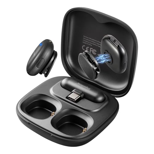 Depusheng V2 2 Stück kabelloses Lavalier-Mikrofon für iPhone, iPad und Android mit Ladecase, 8 Stunden Laufzeit, Ansteckmikrofon für Videoaufnahmen, Vlogging, YouTube, Interviews, 3 Rauschunterdrückun