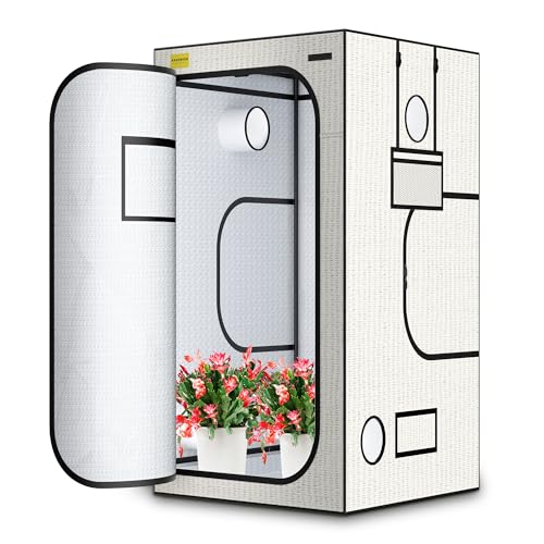 KAVUNION Growzelt 120x120x200cm, 600D Oxford Grow Zelt mit reflektierender Polyesterfolie 22mm Stahlrohre Belüftungsöffnungen und Sichtfenster, zuchtzelte für hydrokulturen Gewächshaus und Innengarten