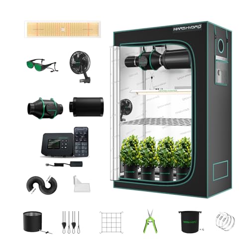 MARS HYDRO TSL2000 Growzelt Komplettset mit Smart Controller43,Vollspektrum Dimmbar Grow Lampe,120X60X180cm 1680D Hohe Reflektivität Grow Box,4