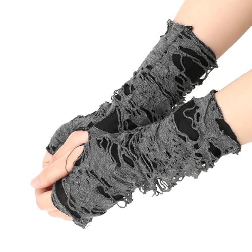 salbsever 1 Paar Fingerlose Handschuhe Gothic Hexen Fingerlose Spinnennetz Gloves Schwarze Punkhandschuhe, Hexen Kostüm Weihnachten Halloween, Rollenspiel Handschuhe Party Kostüm Kostümzubehör