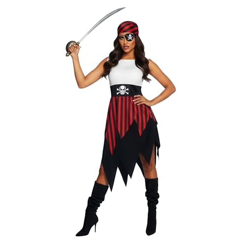 Morph Piratenkostüm Damen, Perfekt für Halloween und Karneval, Lustiges Piratenoutfit für Frauen, M