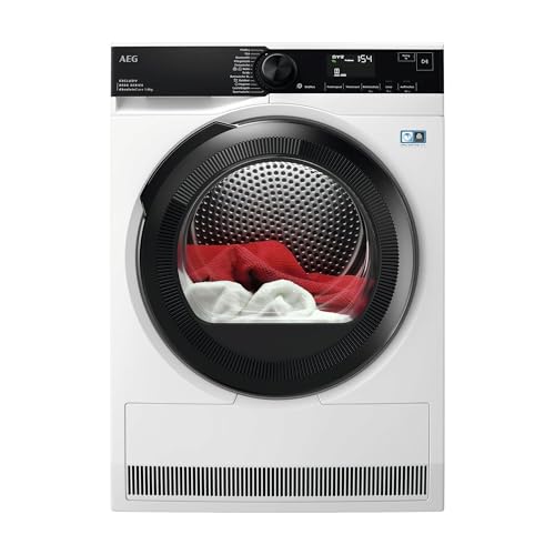 AEG Wärmepumpentrockner 8 kg, Serie 9000: AbsoluteCarePlus Daunentrocknung, Punktgenaue Trockenergebnisse mit 3D-Scan Restfeuchteermittlung, Energiekl. C, Trommelbeleuchtung, TR9H75680