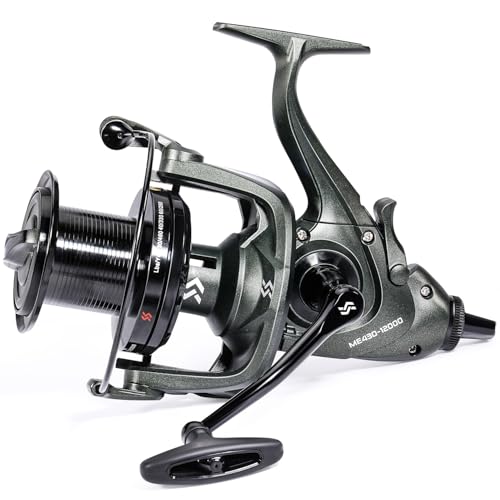 Sougayilang ME430 Karpfenrolle, 11000/12000 Große Schnurkapazität Surfen/Karpfenangelrollen, 13+1BB Glatt Leistungsstarke Karpfenrollen 4.6:1 Übersetzungsverhältnis für Salz- und Süßwasser-12000