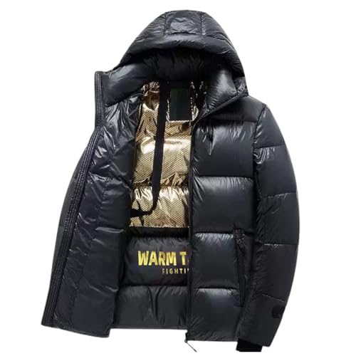 Herren Outdoor Jacken Winter Verdickte Daunen Herren Mantel Paar Gepolstert Außenhandel Winterkleidung Verdickte Herren Gepolsterte Jacke, Schwarz , L